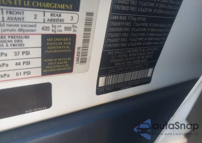 SALWR2VF5GA645216: 43500565