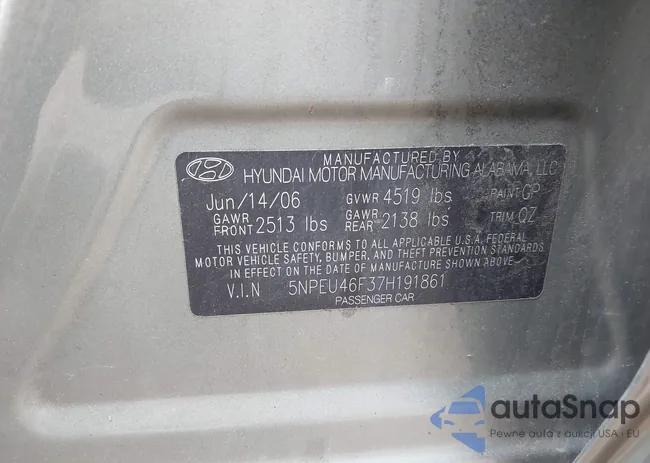 5NPEU46F37H191861: 43500606