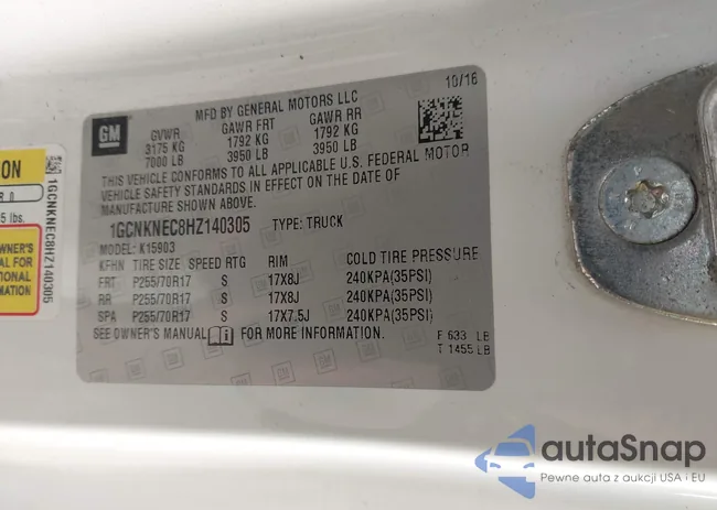 1GCNKNEC8HZ140305: 43500609