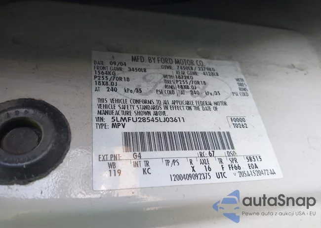 5LMFU28545LJ03611: 43500611