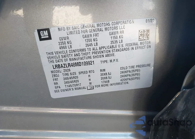 LRBAZLR48MD109921: 43500626