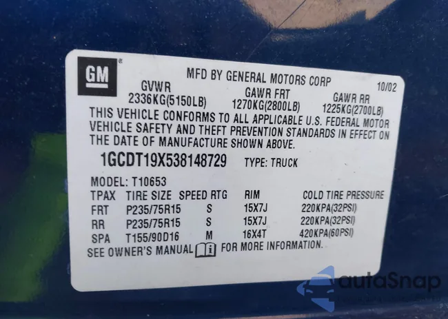 1GCDT19X538148729: 43500670