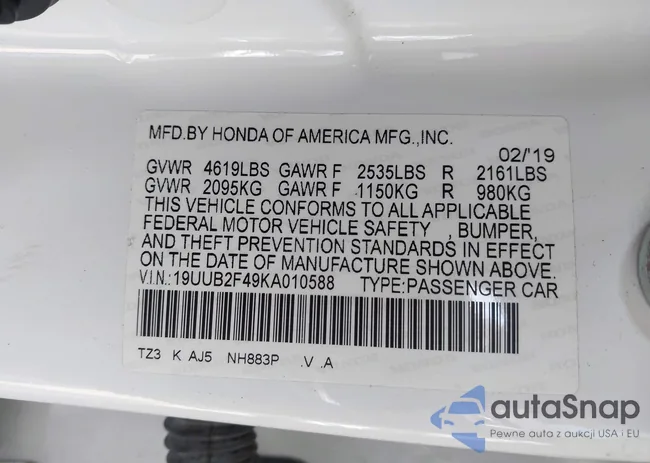 19UUB2F49KA010588: 43500683