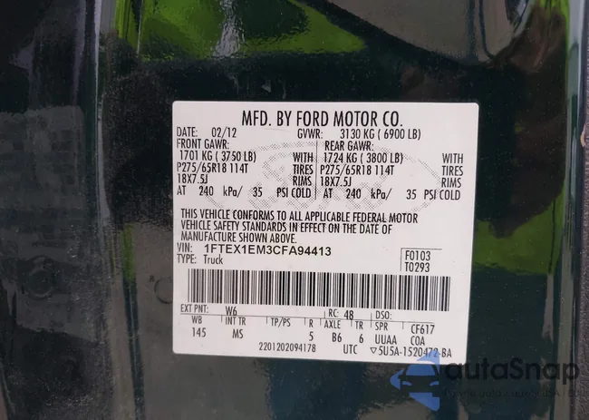 1FTEX1EM3CFA94413: 43500695