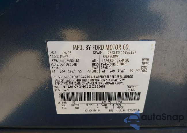 1FM5K7DH0JGC23068: 43500741