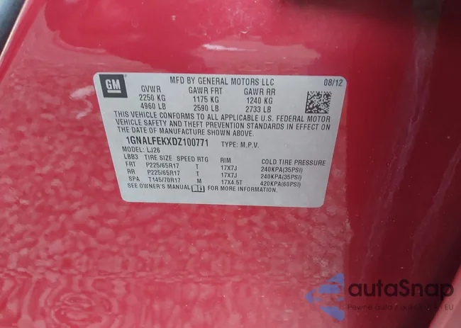 1GNALFEKXDZ100771: 43500747