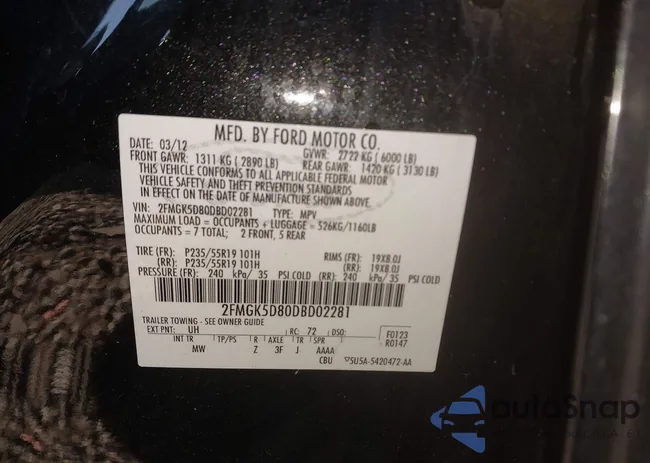 2FMGK5D80DBD02281: 43500780