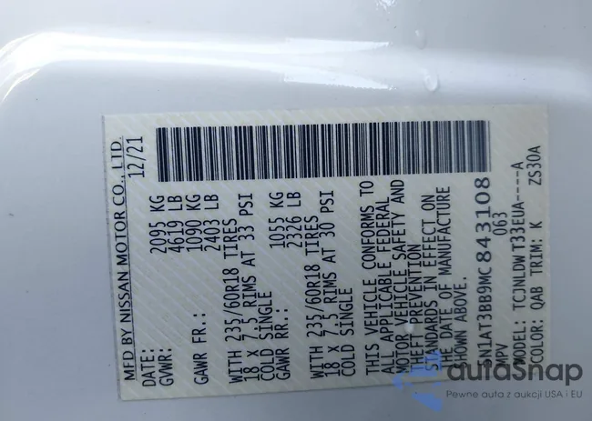 5N1AT3BB9MC843108: 43500873