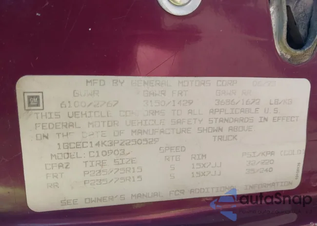 1GCEC14K3PZ250529: 43500900