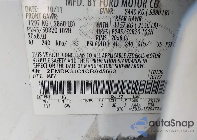 2FMDK3JC1CBA45663: 43500969