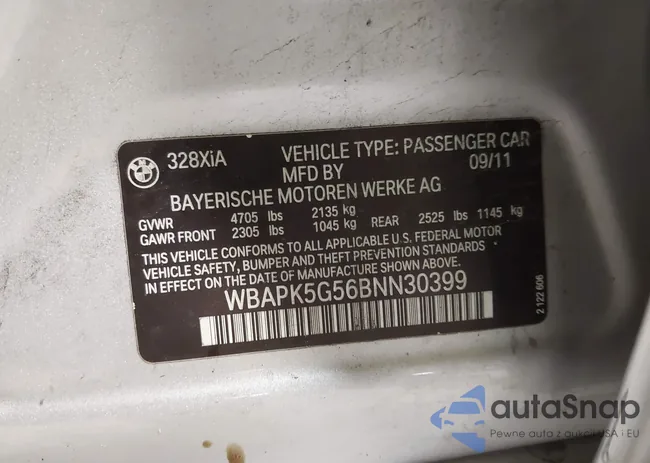 WBAPK5G56BNN30399: 43500982