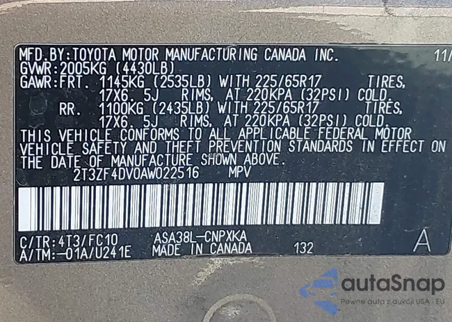 2T3ZF4DV0AW022516: 43501028