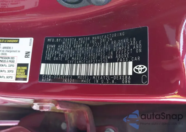 5YFS4MCE4RP211510: 43501036