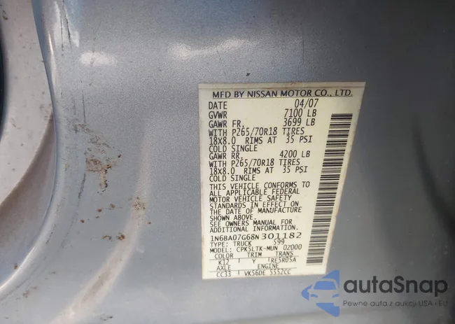 1N6BA07G68N301182: 43500045