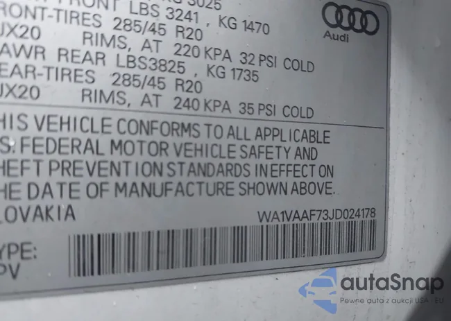 WA1VAAF73JD024178: 43500059