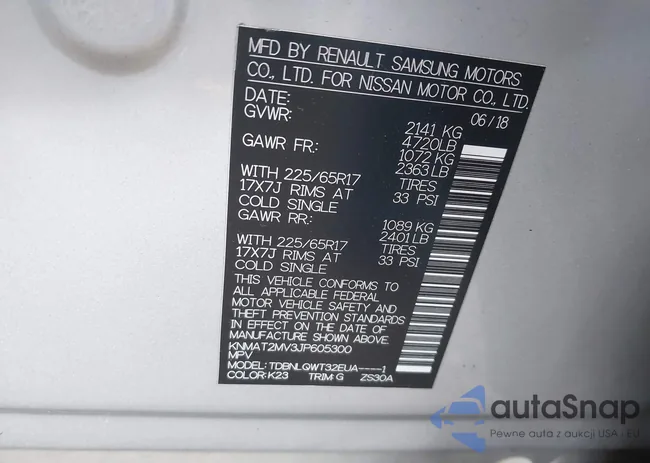 KNMAT2MV3JP605300: 43500114