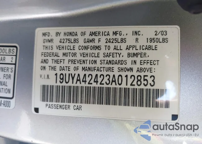 19UYA42423A012853: 43500111