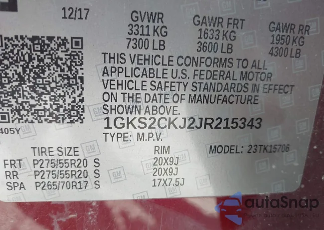 1GKS2CKJ2JR215343: 43500239