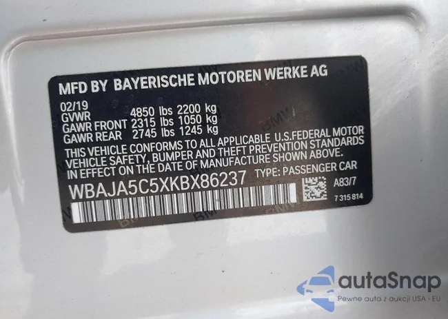 WBAJA5C5XKBX86237: 43500245