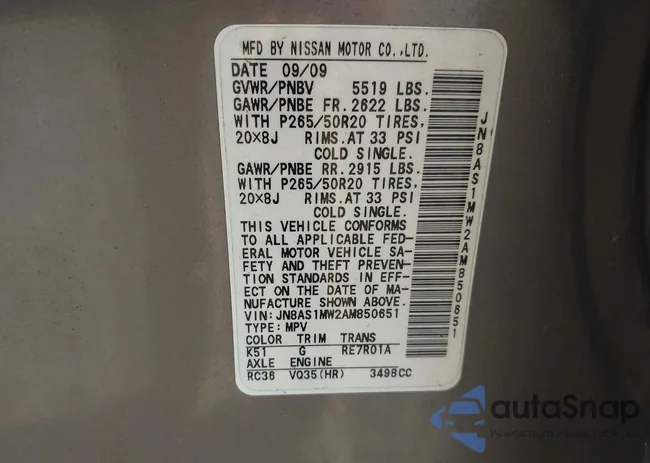 JN8AS1MW2AM850651: 43500273