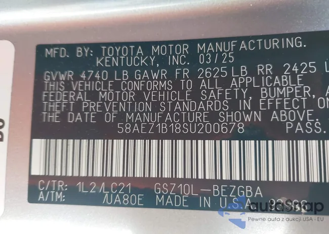 58AEZ1B18SU200678: 43500280