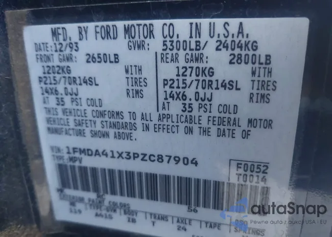 1FMDA41X3PZC87904: 43500330