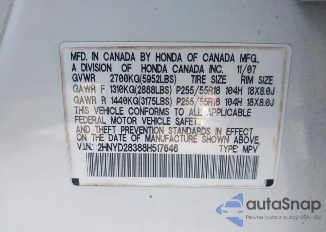 2HNYD28388H517646: 43500357