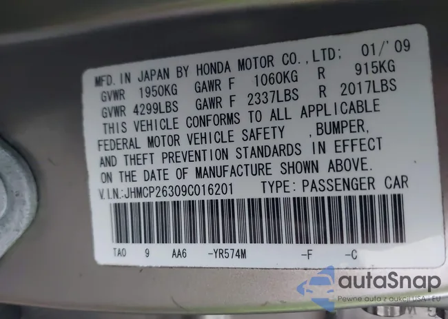 JHMCP26309C016201: 43500383