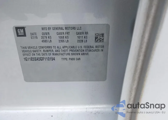 1G11E5SA5GF110194: 43500387