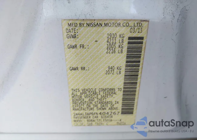 1N4AL3AP6FN404267: 43500434