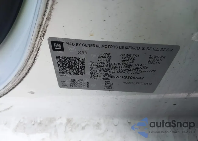 3GCUCRER2JG305842: 43501494