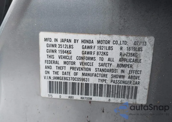 JHMGE8G37DC059631: 43501513