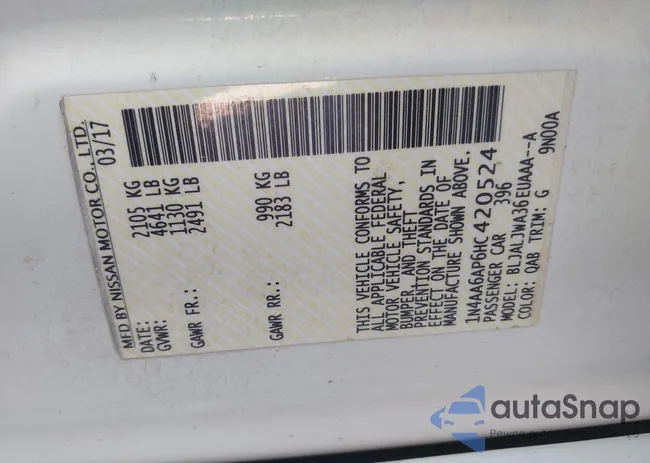 1N4AA6AP6HC420524: 43501602