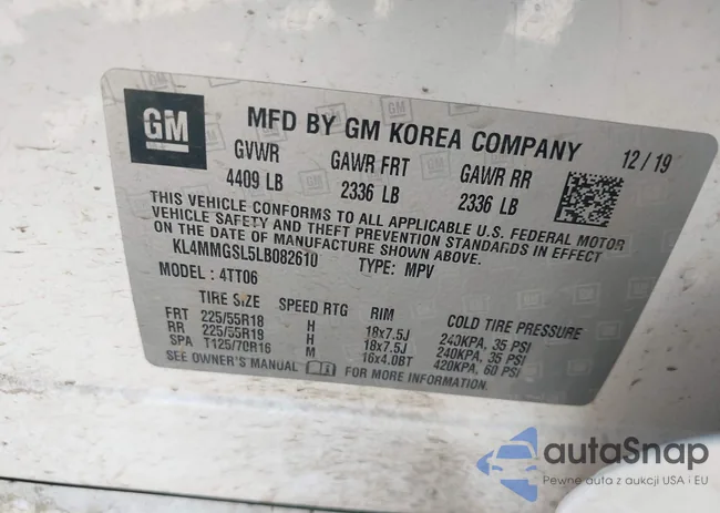 KL4MMGSL5LB082610: 43501654