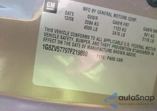 1G8ZV57797F219890: 43501676