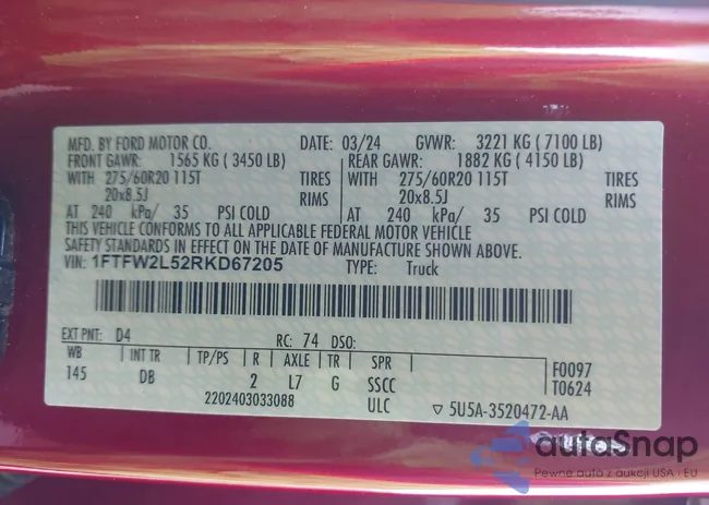 1FTFW2L52RKD67205: 43501738