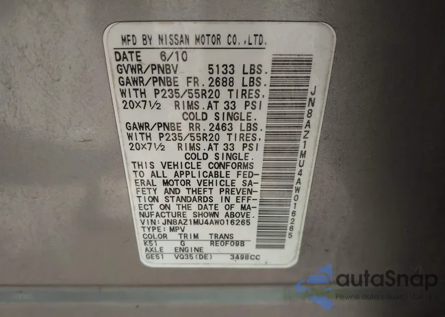 JN8AZ1MU4AW016265: 43501897