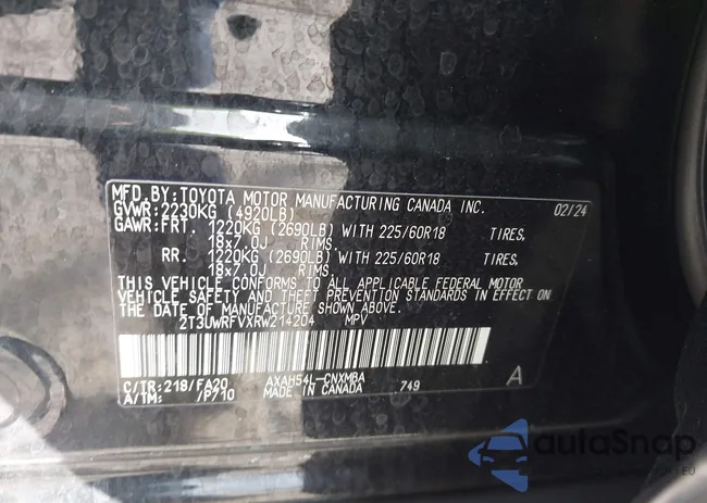 2T3UWRFVXRW214204: 43501904