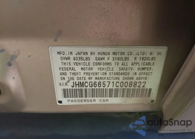 JHMCG66571C008822: 43501925