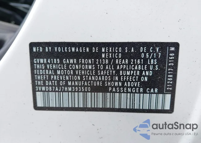 3VWDB7AJ7HM393500: 43501948