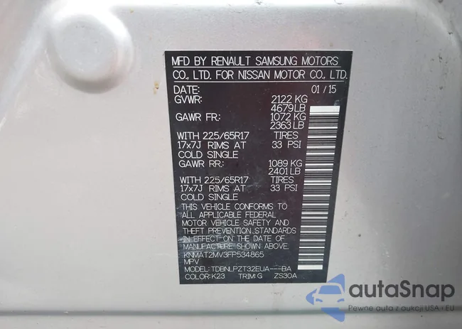 KNMAT2MV3FP534865: 43501976