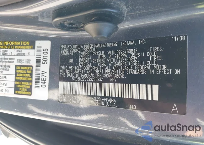 5TDZK22C39S266837: 43502004