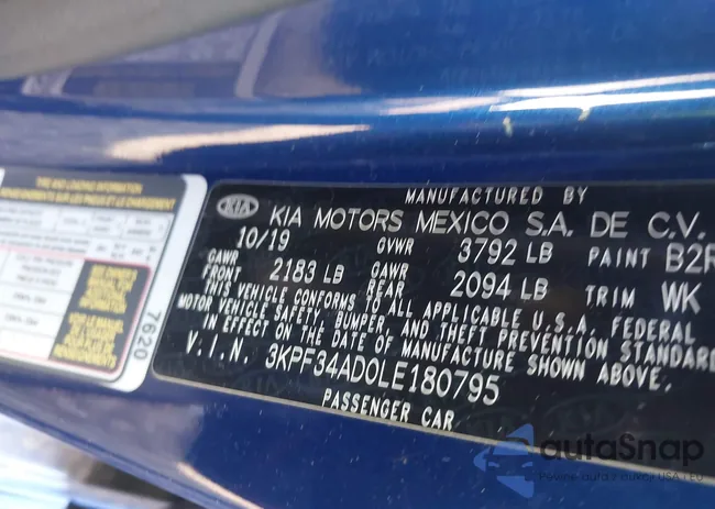 3KPF34AD0LE180795: 43501296