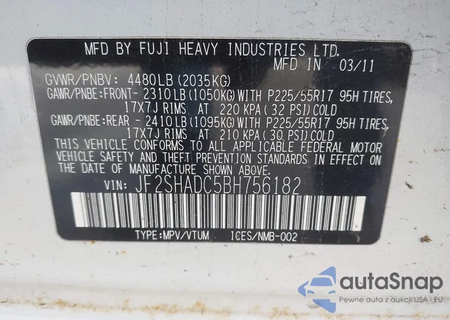 JF2SHADC5BH756182: 43501389