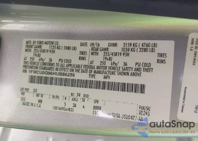 1FMCU0G96HUB86259: 43502504