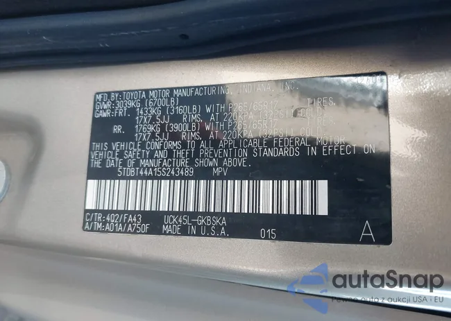 5TDBT44A15S243489: 43502516