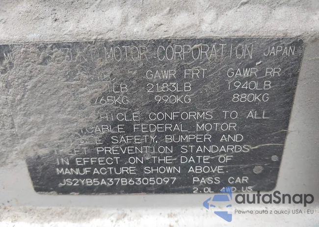 JS2YB5A37B6305097: 43502561