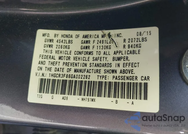 1HGCR3F86GA002262: 43502638