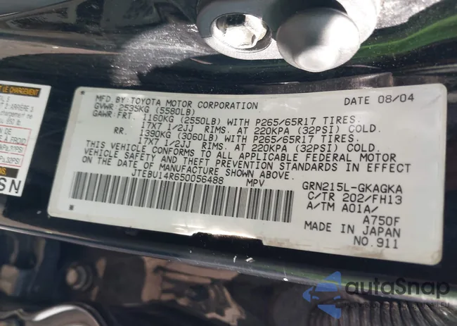 JTEBU14R650056488: 43502654