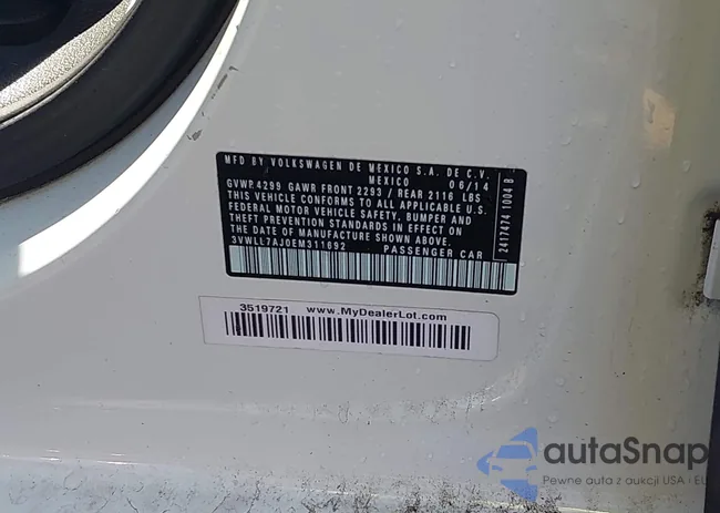 3VWLL7AJ0EM311692: 43502670